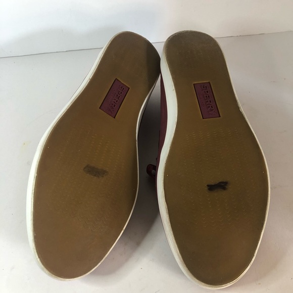 Sperry Women’s Top Sider Burgundy Leather Boat Shoes Size 8. Ribbon Laces - Picture 9 of 10